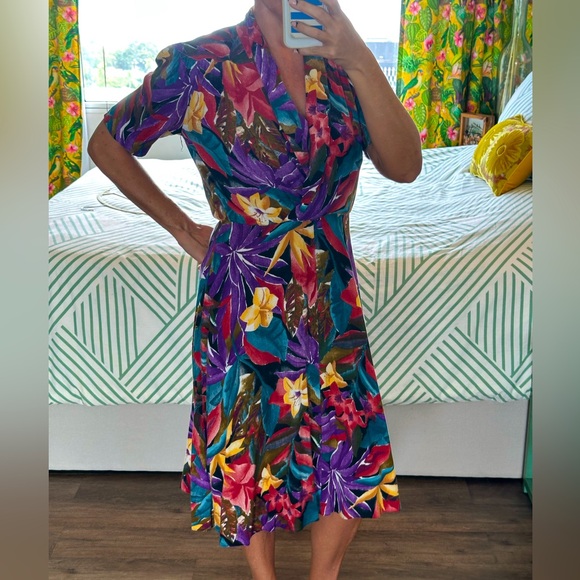 VINTAGE Tropical Hawaiian Dress Just in Thyme LTD. Sz 8 - Picture 1 of 12